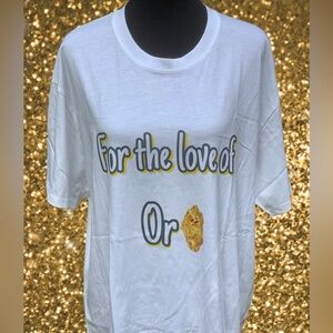 Direct to garment White Graphic T-Shirt with Gold Text